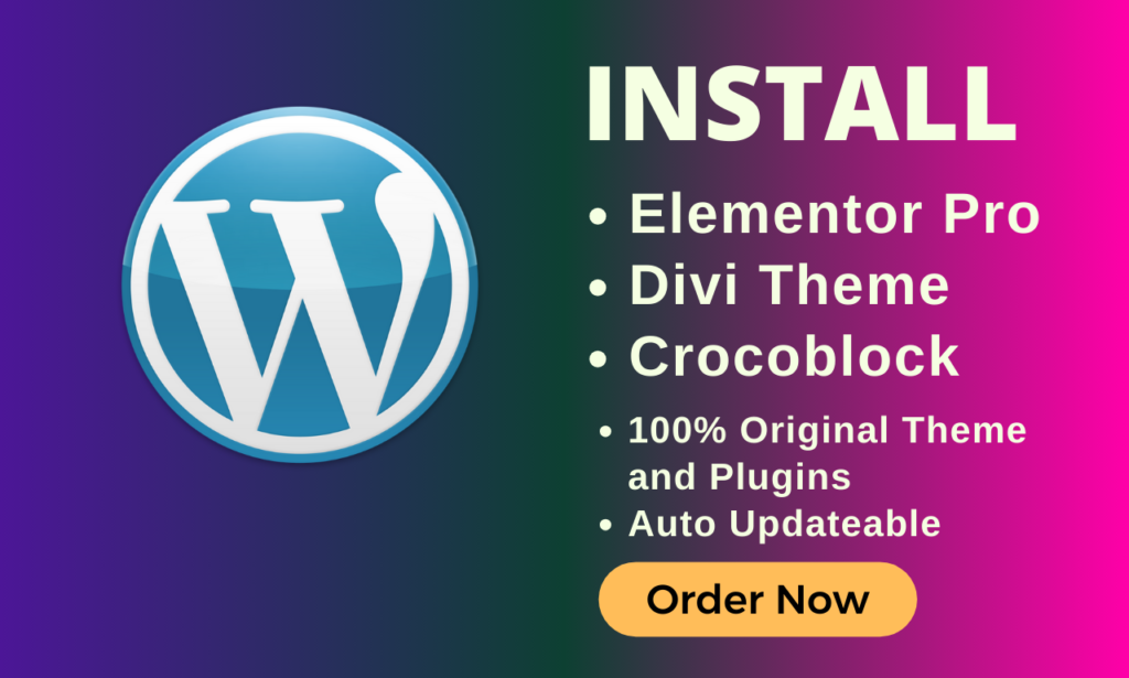 Install Elementor Pro, Crocoblock, and Divi Theme