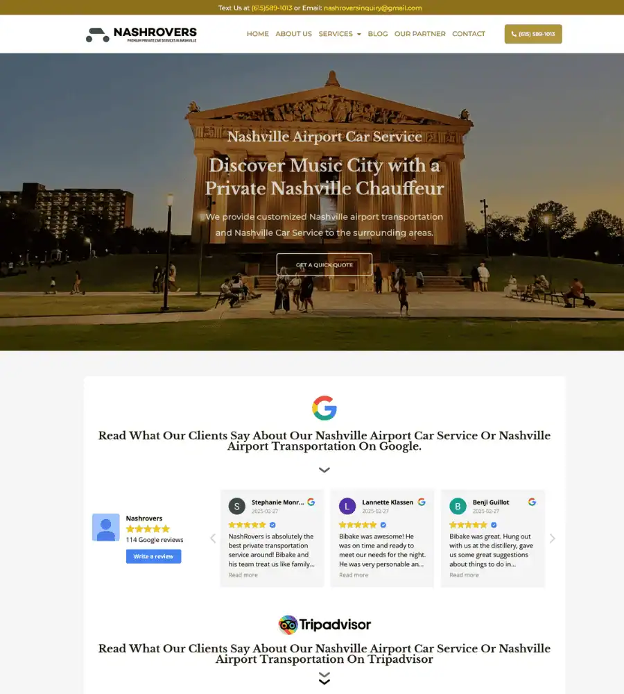 Nashrovers - Nashville Chauffeur & Airport Transfer Website