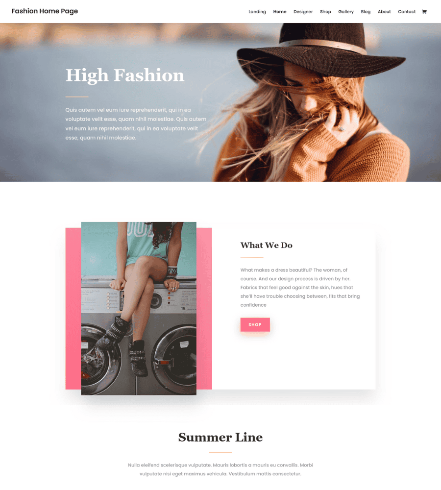 Divi fashion premade WordPress template