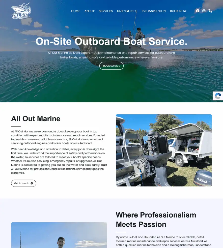 All Out Marine - Auckland Mobile Boat Servicing Website
