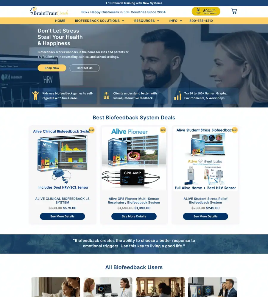 BrainTrainCoach - Biofeedback Store Redesign