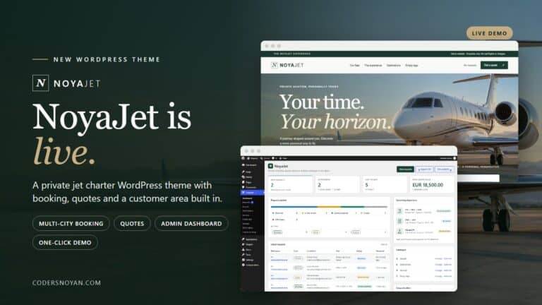 NoyaJet: A Private Jet Charter WordPress Theme With Live Pricing and Online Payments